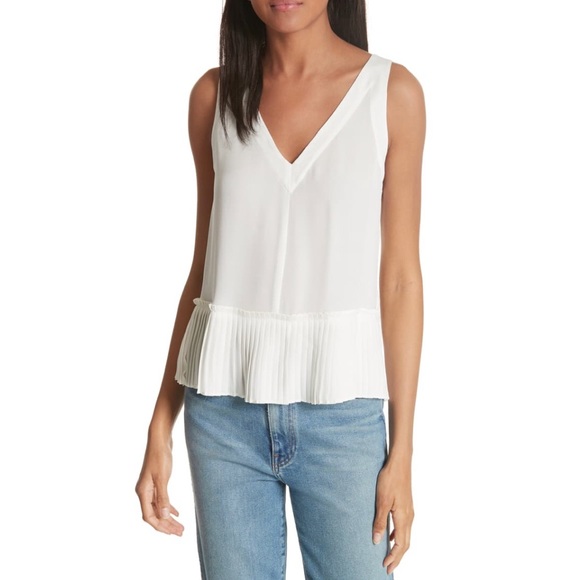 Rebecca Taylor Tops - Rebecca Taylor ‘pleat hem tank’ in bone